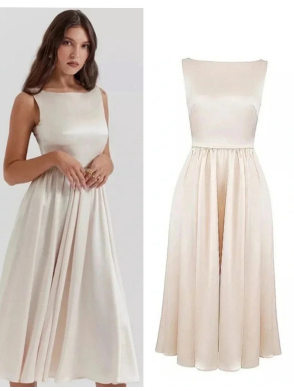 NWT House Of CB Shayla Satin Midi Cocktail Dress Size Small